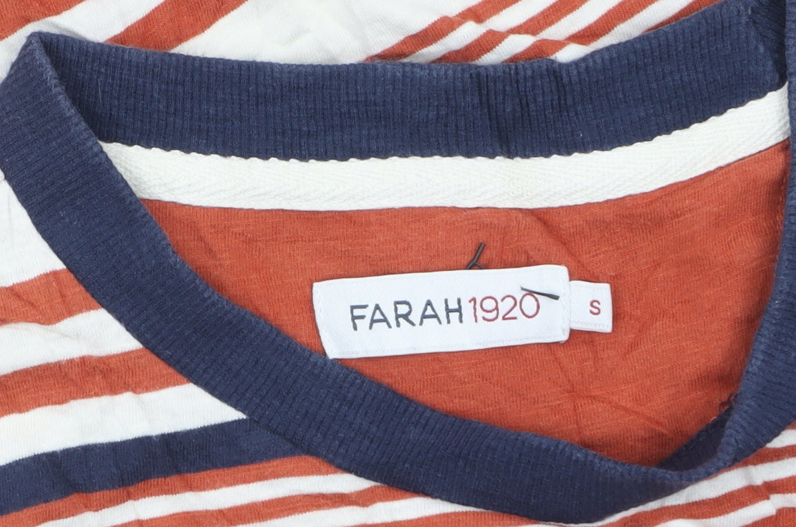 Farah 1920 Men's Multicoloured Striped Crew Neck Cotton T-Shirt Size S