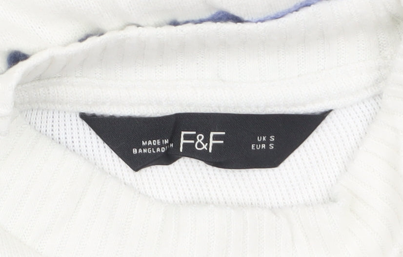F&F Women’s Blue Striped Crew Neck Knit Jumper Size S