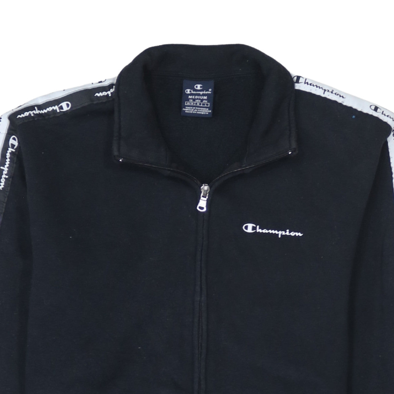 Champion Men's Black Medium Track Jacket Full Zip Cotton