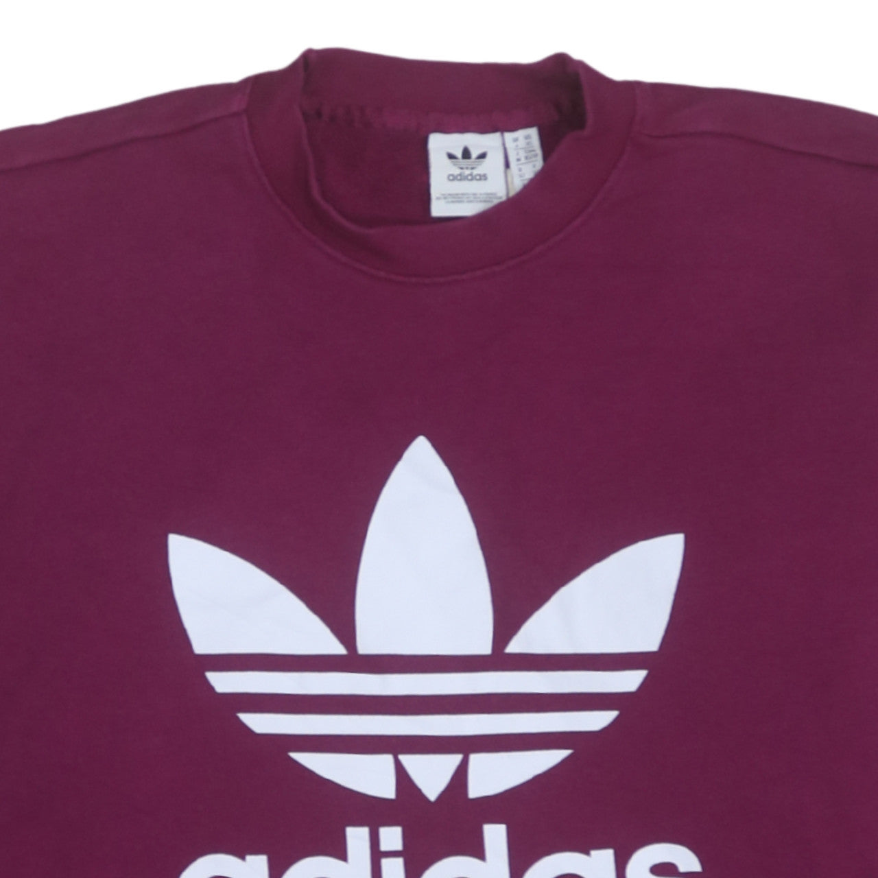Adidas Womens Burgundy Crew Neck Sweatshirt UK 6 Logo Pullover