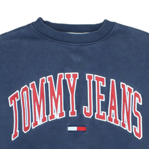 Tommy Jeans Women's Navy Blue XS Pullover Sweatshirt Logo Crew Neck