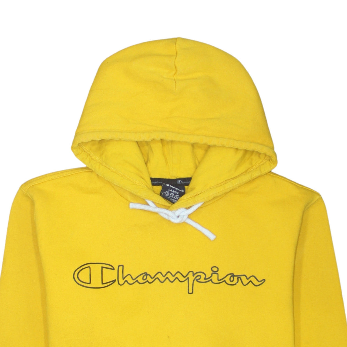 Champion Men's Yellow Pullover Hoodie Large Sports Fleece