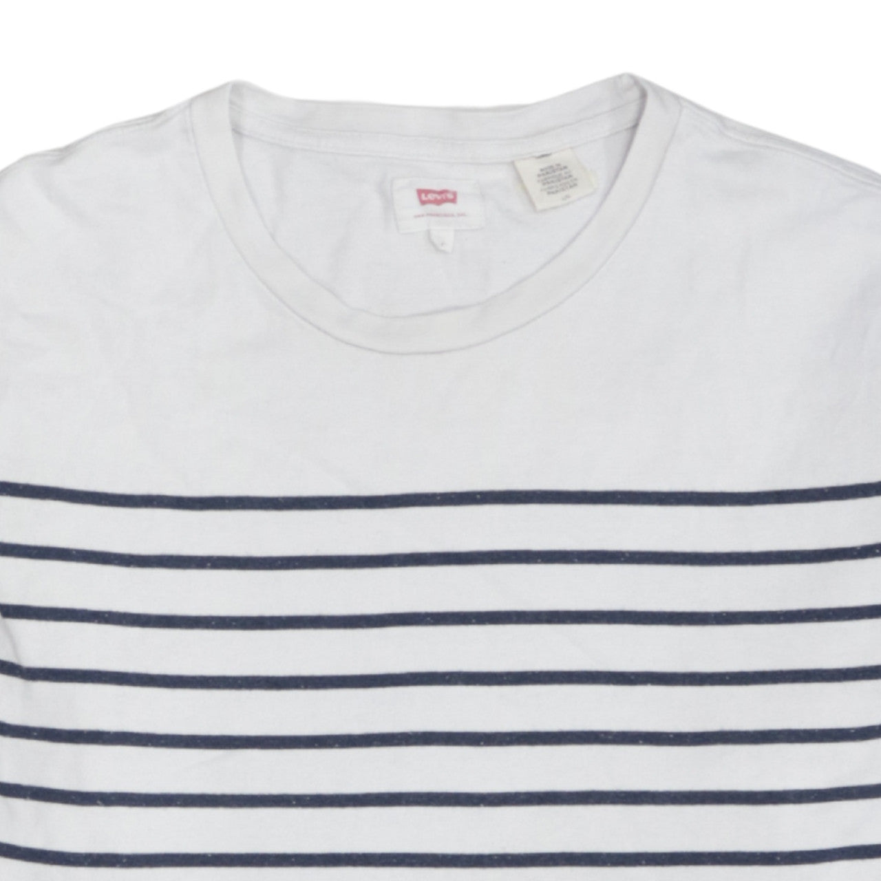 Levi's Women White Blue Striped Long Sleeve Pullover Sweatshirt Size L