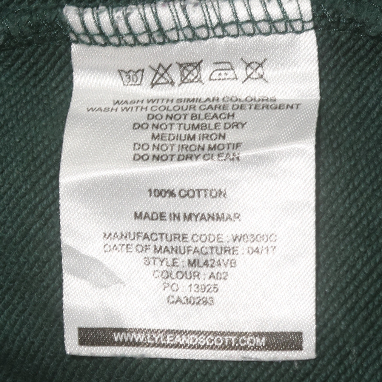 Lyle & Scott Men's Green Cotton Crew Neck Sweatshirt Size M