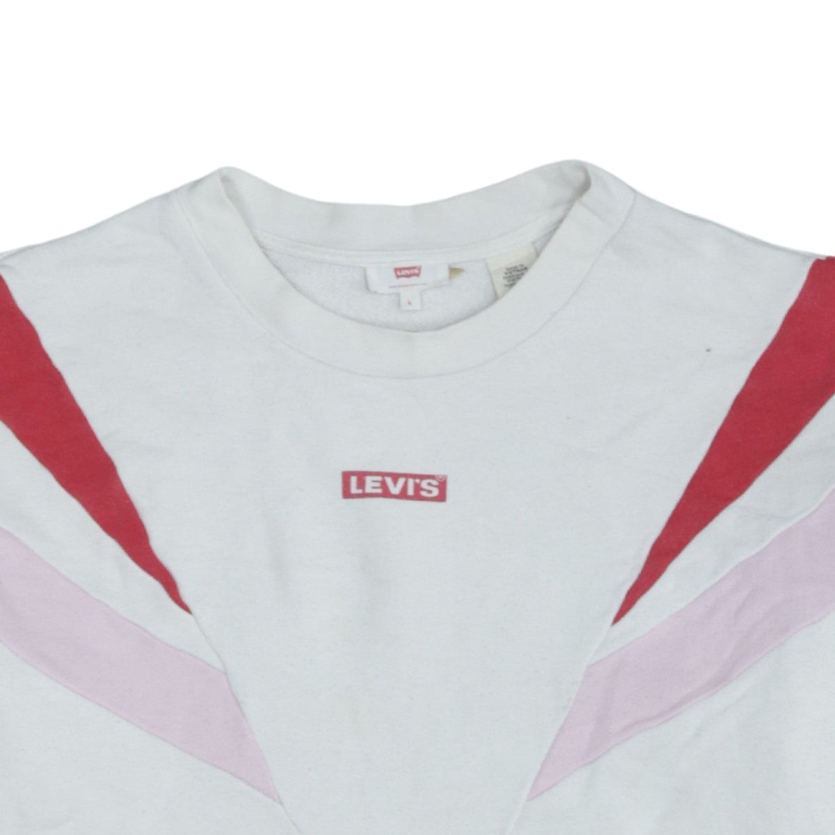 Levi's Women White Red Colourblock Pullover Sweatshirt L