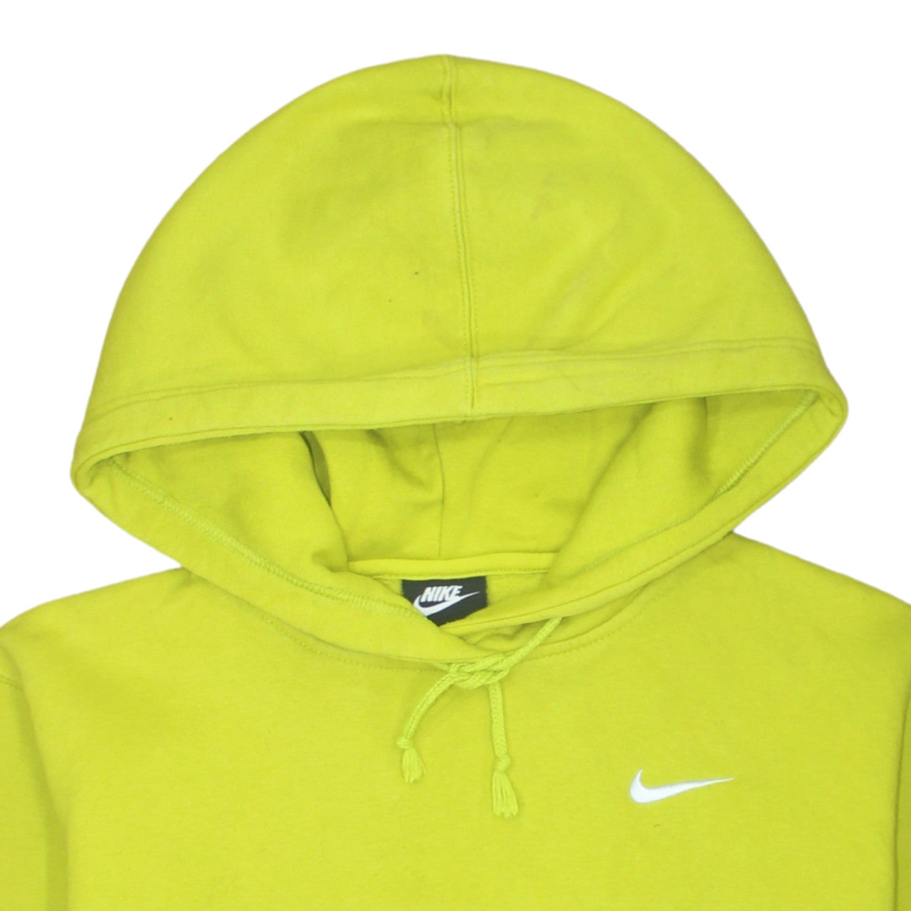 Nike Womens Yellow Pullover Hoodie Medium Cotton Blend Logo Sportswear