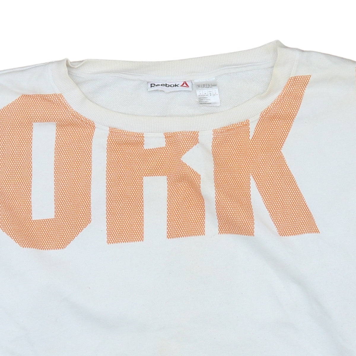 Reebok Womens White Orange Crew Neck Pullover Sweatshirt Size M