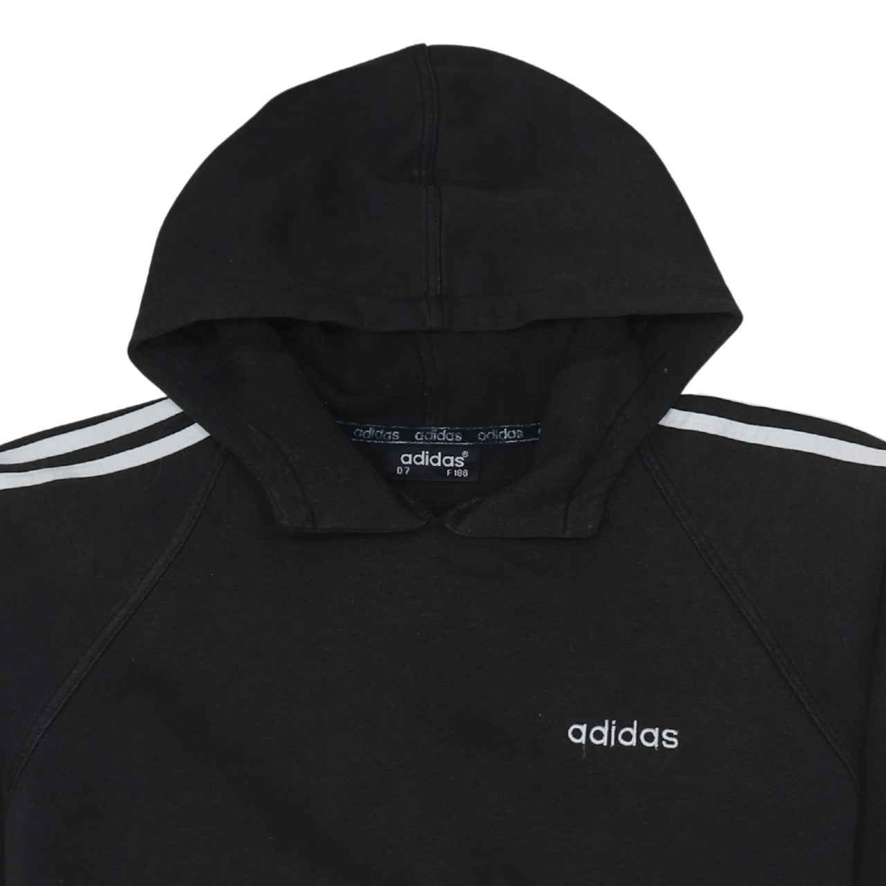 Adidas Men Black Pullover Hoodie Classic 3-Stripes D7 Size L