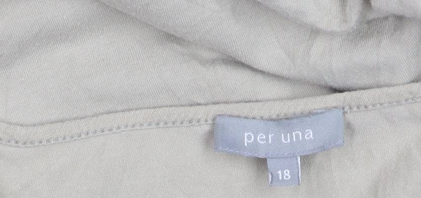 Marks & Spencer Per Una Women’s Beige Long Sleeve Cotton Top Size 18