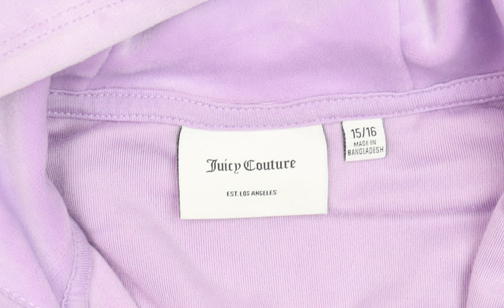 Juicy Couture Womens Lavender Velour Full Zip Hoodie Size 15/16