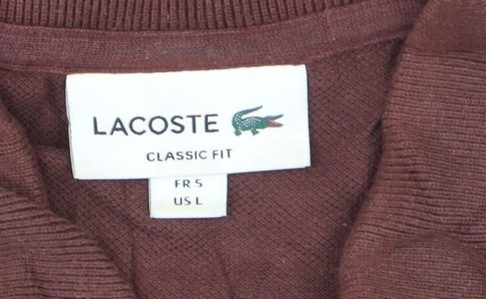 Lacoste Men’s Brown Classic Fit Polo Shirt Size L Cotton Logo