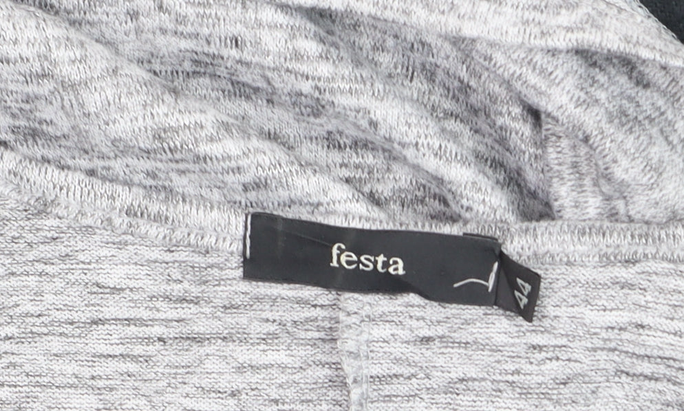 Festa Women Grey Floral Long Sleeve Jersey T-Shirt Size 16