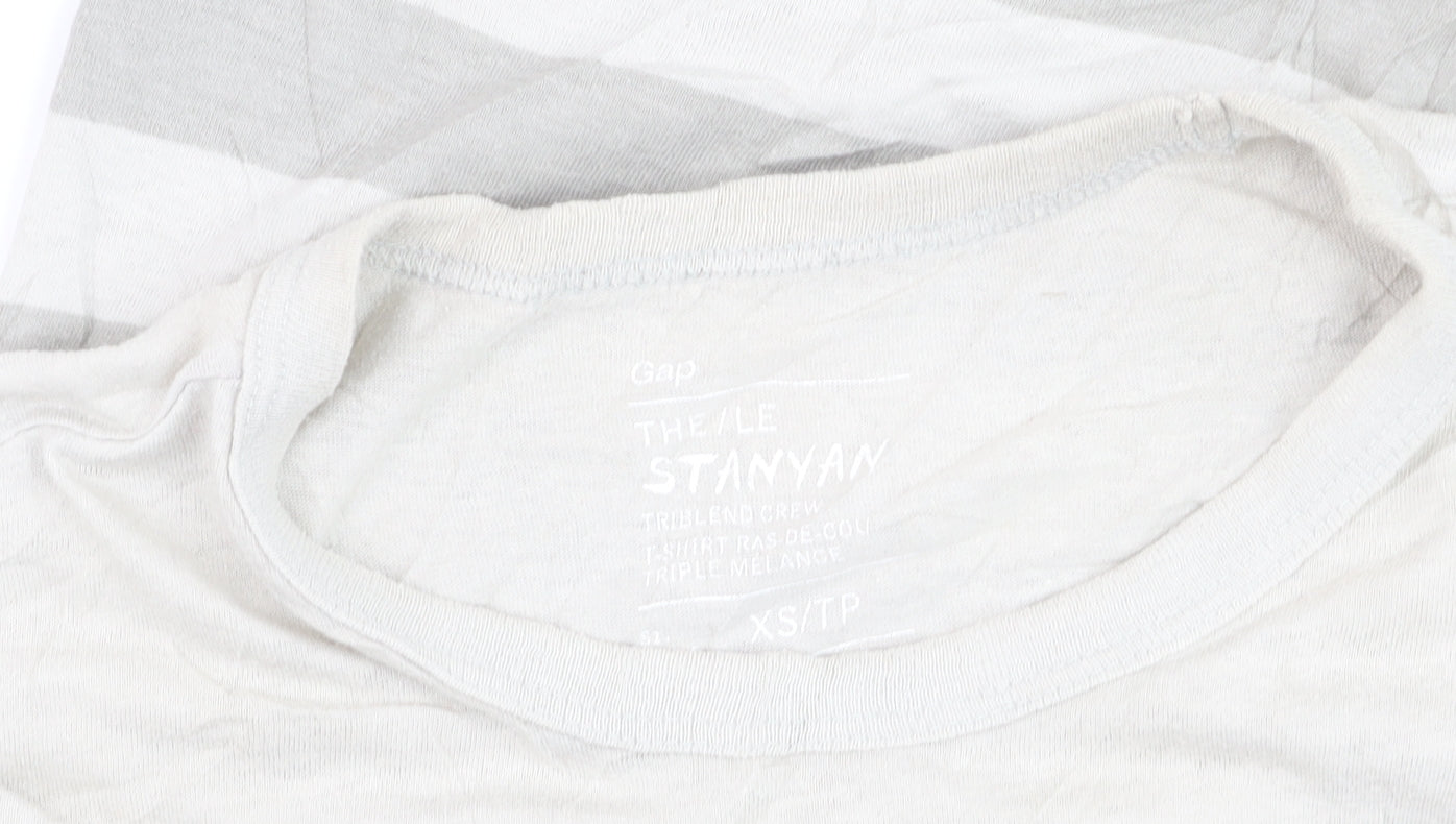 Gap Men's XS Grey Striped Crew Neck Cotton Blend T-Shirt