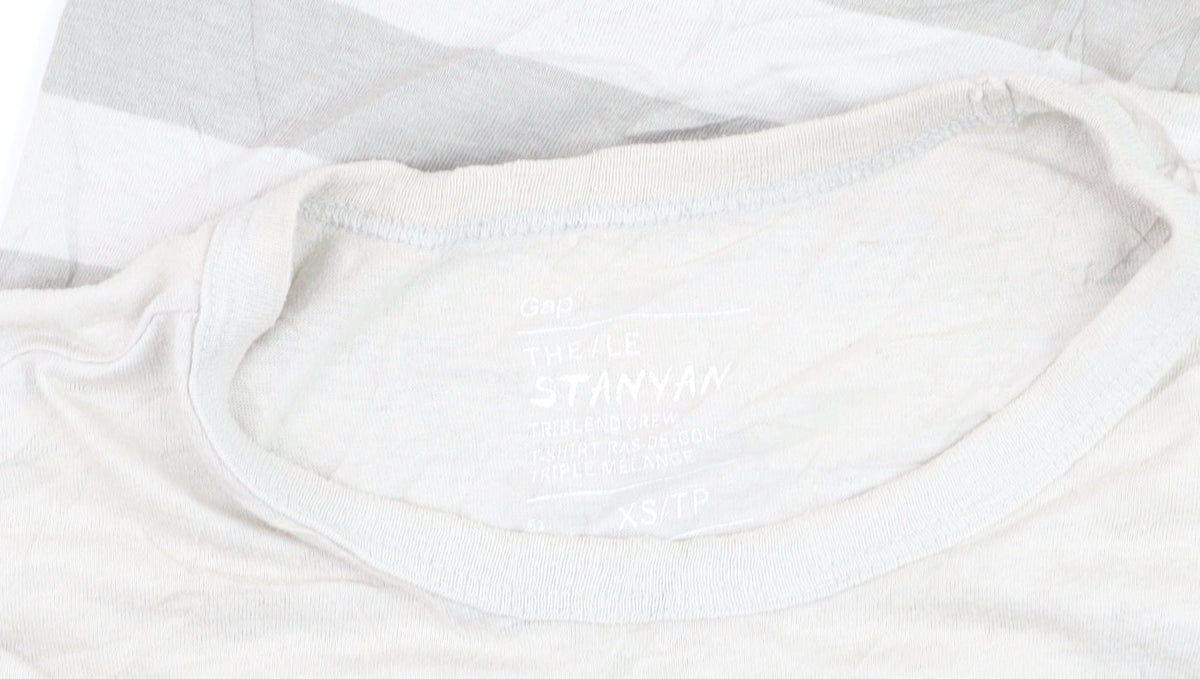 Gap Men's XS Grey Striped Crew Neck Cotton Blend T-Shirt