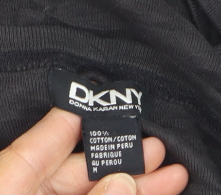 DKNY Women's Black Cotton V-Neck Short Sleeve T-Shirt M