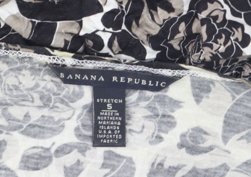 Banana Republic Womens Black Floral Wrap Blouse Size S