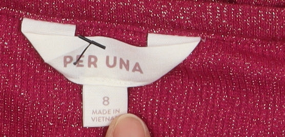Marks & Spencer Per Una Women’s Pink Size 8 Ruched Knit Jumper
