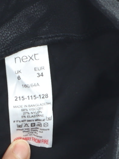 Next Petite Black High Rise Viscose Blend Ankle Leggings UK 6