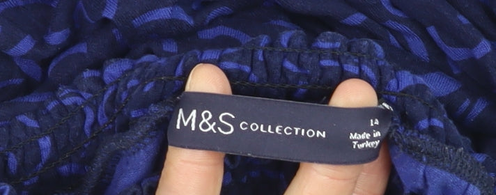 Marks and Spencer Women’s Blue Geometric Long Sleeve Tunic Blouse Size 12