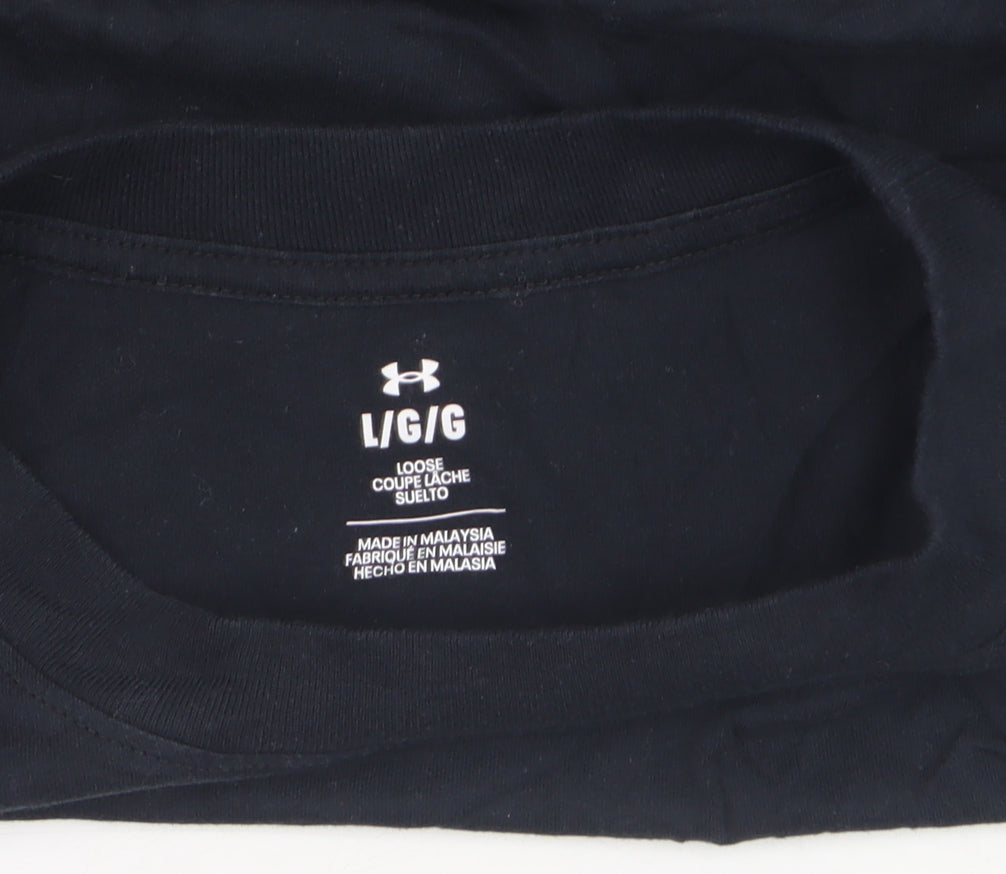 Under Armour Women Black Cropped Relaxed Fit T-Shirt L