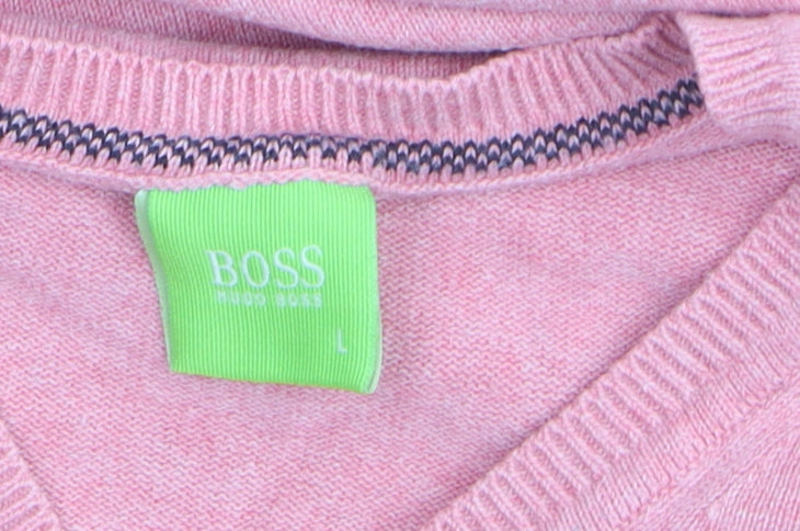 Hugo Boss Women Pink V-Neck Pullover Jumper L Cotton Blend