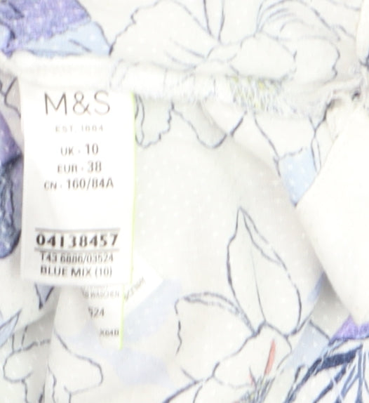 Marks & Spencer Women’s Blue Floral Tunic Blouse Size 10