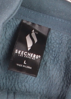 Skechers Mens Blue Full Zip Fleece Jacket Size L Lightweight Activewear