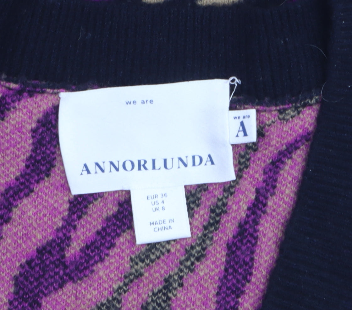 Annorlunda Women’s Multicoloured Zebra Print Wool Knit Vest Size 8