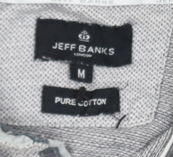 Jeff Banks Men's Grey Cotton Long Sleeve Button-Up Shirt M