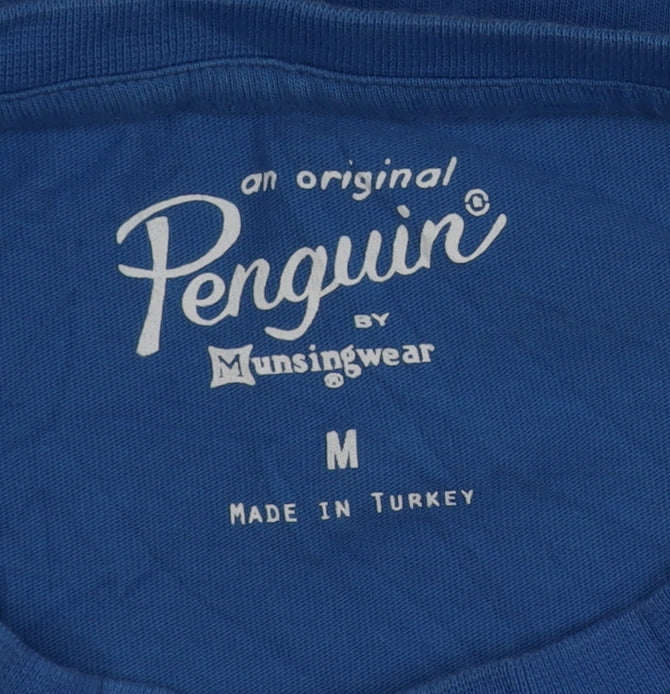 Original Penguin Blue Cotton Graphic T-Shirt Men’s M Crew Neck