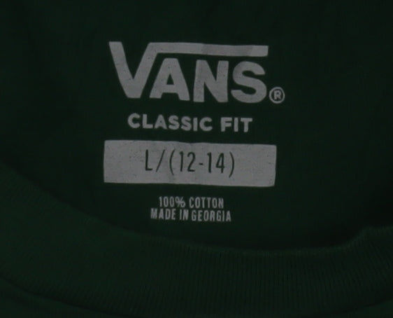 Vans Boys Green Long Sleeve Classic Fit Cotton Skate T-Shirt Size L (12-14)