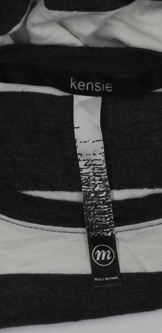 Kensie Women’s Black White Striped Relaxed Jersey Long Sleeve Top M