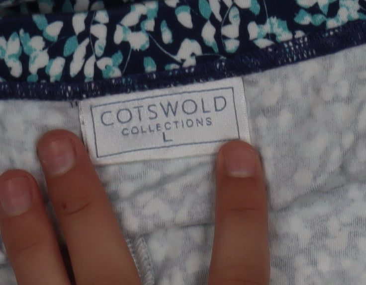 Cotswold Collections Women's Blue Floral Cotton A-Line Skirt L