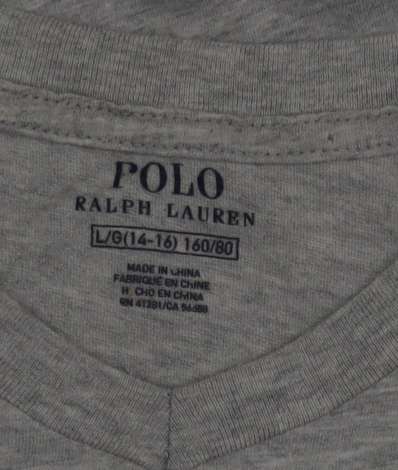 Polo Ralph Lauren Men's Grey Long Sleeve V-Neck Cotton T-Shirt Size M