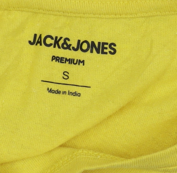 Jack & Jones Men’s Yellow Graphic Short Sleeve Crew Neck T-Shirt Size S