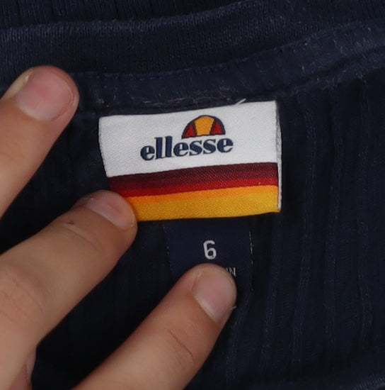 Ellesse Womens Navy Blue Long Sleeve Cropped T-Shirt Size 6