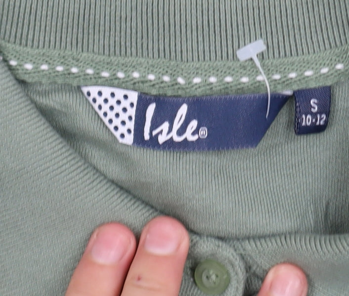 Isle Boys Green Cotton Polo Shirt Size 10-12 Years Short Sleeve Casual