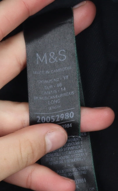 Marks & Spencer Women’s Black Cotton Blend Tall Pull-On Trousers Size 14