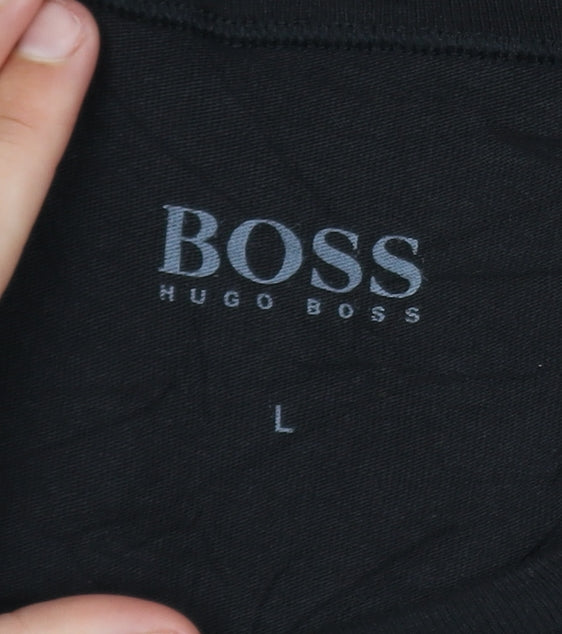 Hugo Boss Men's Black Cotton Crew Neck Short Sleeve T-Shirt Size L