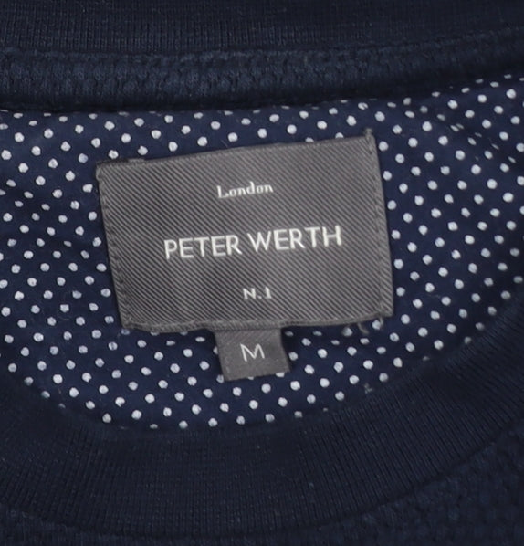 Peter Werth Men's Navy Blue Cotton Crew Neck Short Sleeve T-Shirt M
