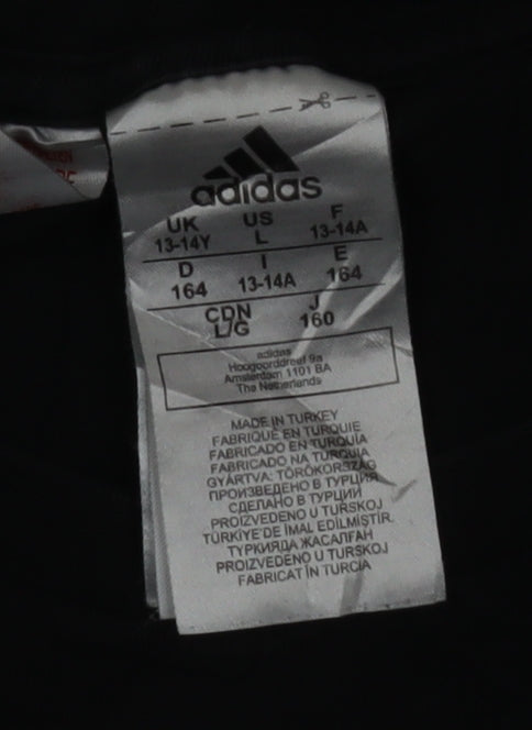 Adidas Boys Black 13-14 Years Logo Graphic Cotton T-Shirt
