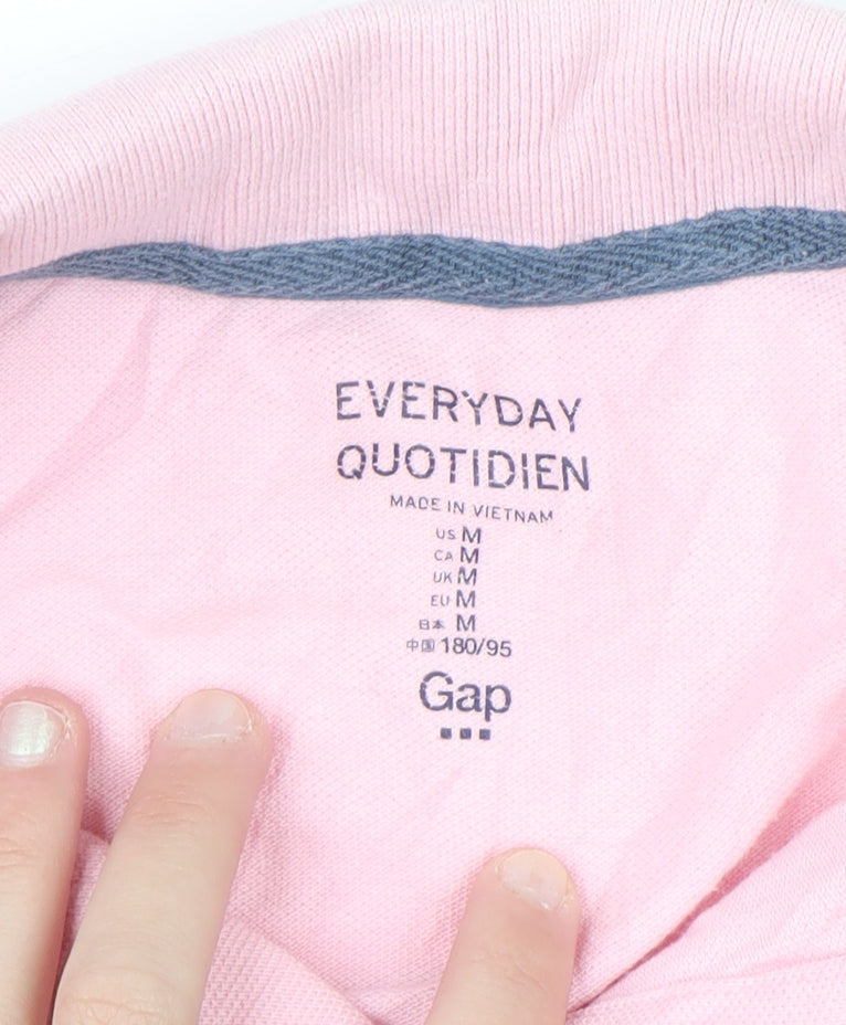 Gap Men's Pink Everyday Polo Shirt Medium 100% Cotton Casual