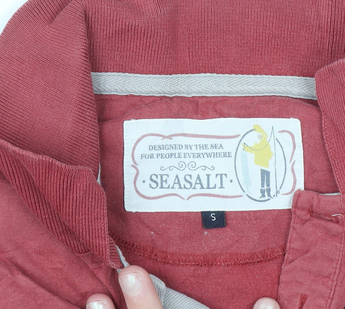 Seasalt Men’s Red Cotton Short Sleeve Button-Up Polo Shirt Size S