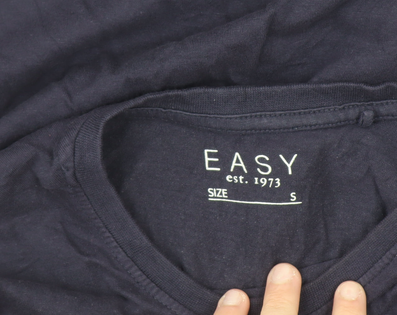 Easy Women's Blue Long Sleeve 100% Cotton Basic T-Shirt Size S