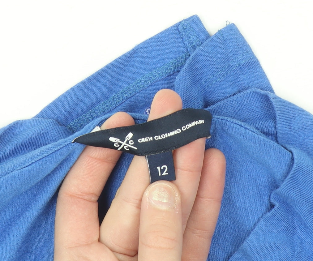 Crew Clothing Blue Size 12 V-Neck Long Sleeve Jersey Top