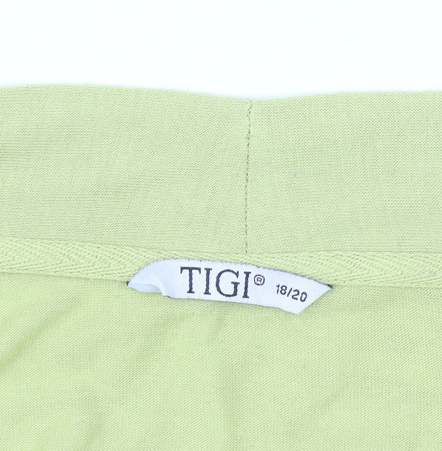 TIGI Women's Green Jersey Cardigan Size 18 3/4 Sleeve