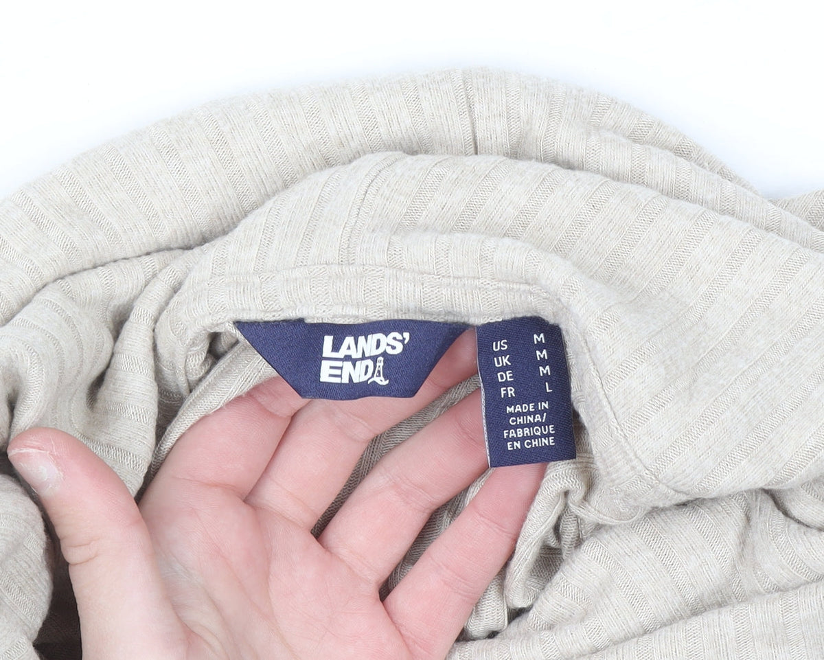 Lands' End Men's Beige Roll Neck Pullover Jumper Size M