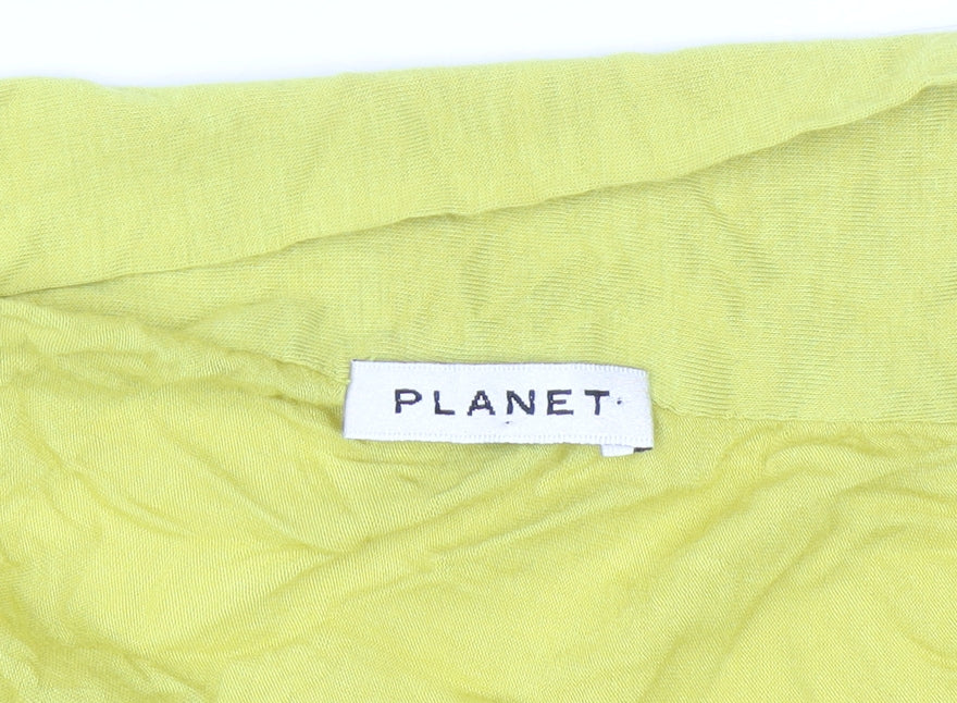 Planet Women's Yellow Short Sleeve Open Cardigan Size M Viscose Blend