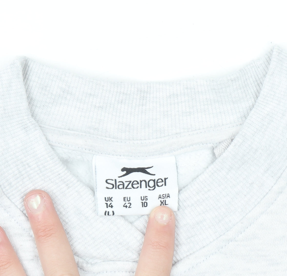 Slazenger Women Grey Crew Neck Pullover Sweatshirt UK 14 Lined