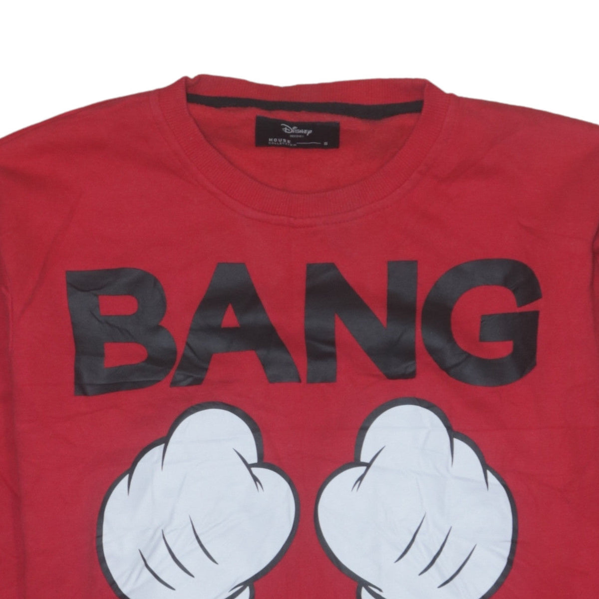 Disney Women Red Pullover Sweatshirt Small Graphic Print Cotton